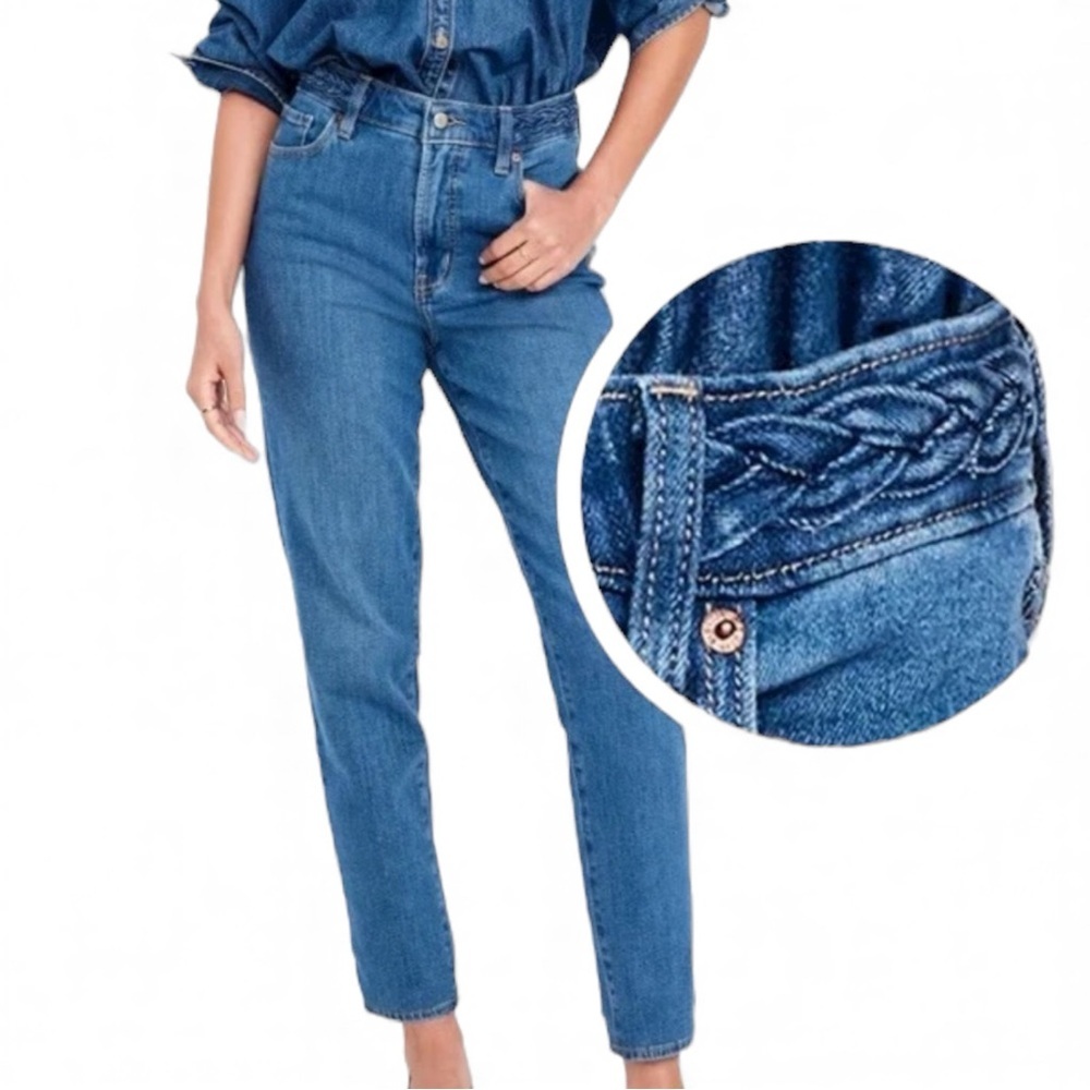 Old Navy Size 8 High Rise OG Straight Braided Ankle Blue Jeans